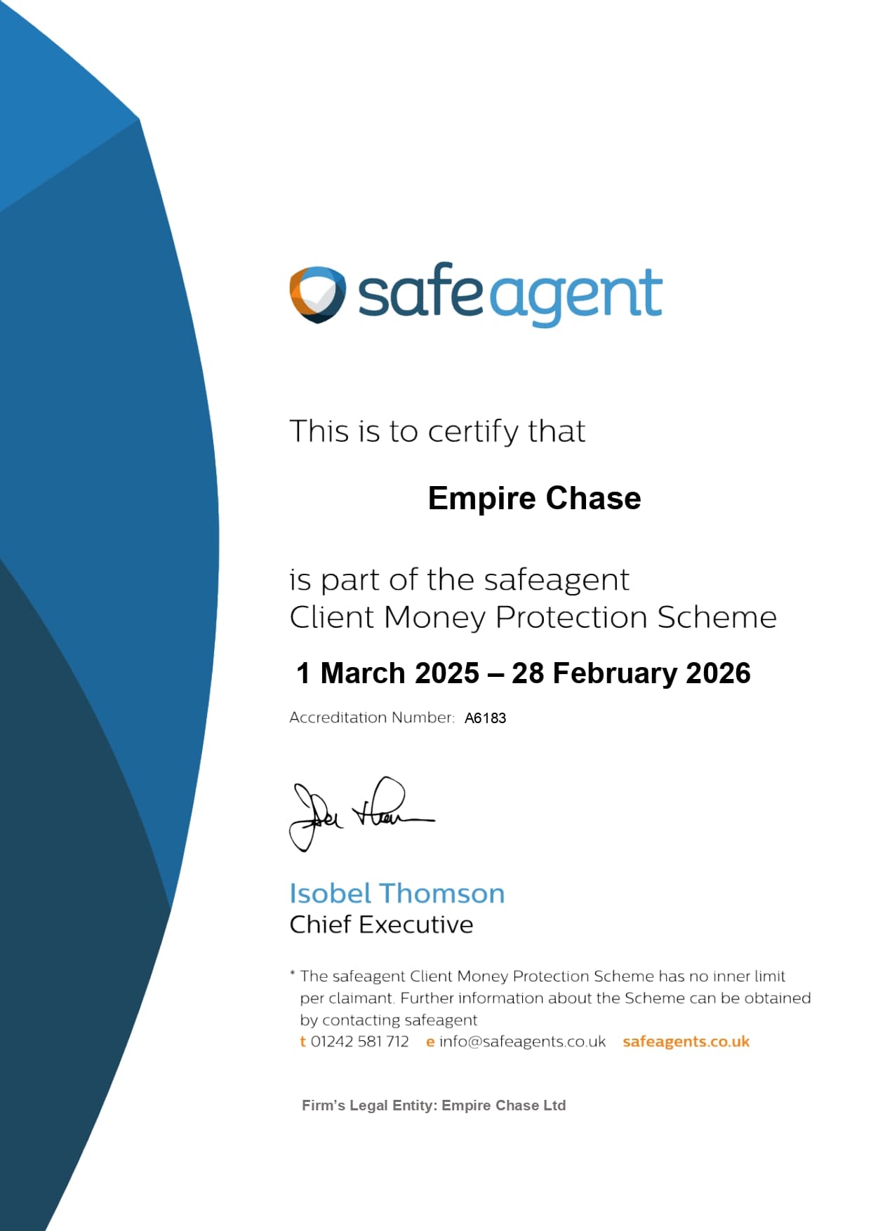 Client Money Protection Certificate