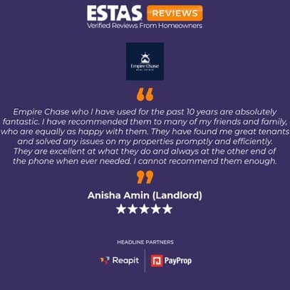 Review from Anisha Amin, landlord